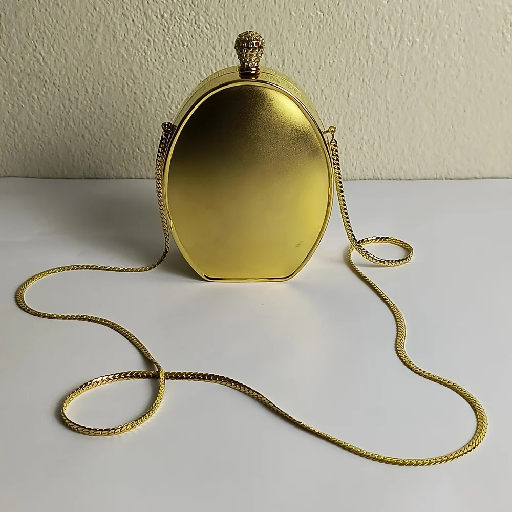 inge Christopher Oval Gold Evening Clutch Y2K Vintage Exquisite